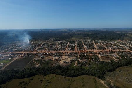 An aerial view shows Santo Antonio do Matupi district, located near the Transamazon Highway in Manicore, in the southern region of the state of Amazonas, Brazil, July 27, 2017. REUTERS/Bruno Kelly