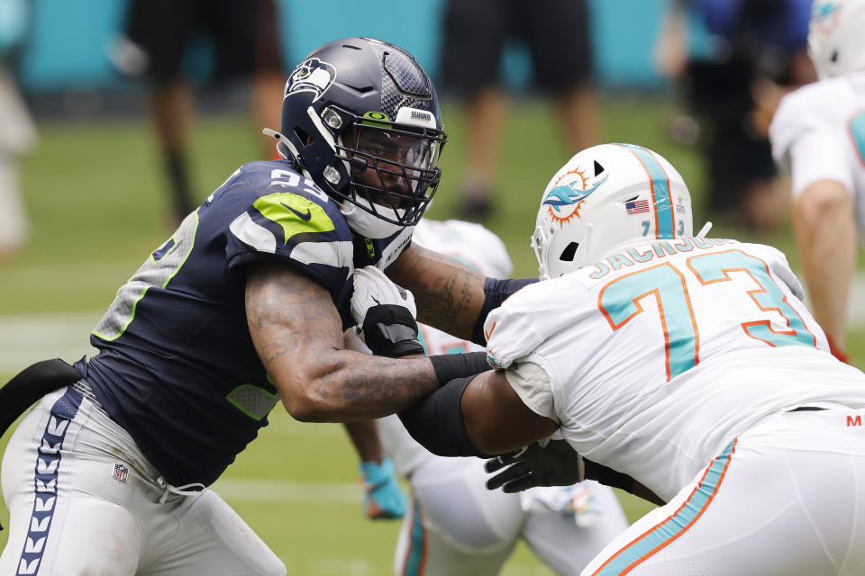 Damontre Moore of the Seattle Seahawks