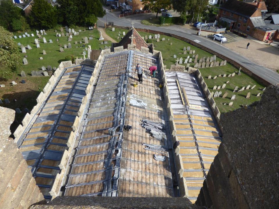 Gone. The church roof where the lead used to be (Gary Mudd)