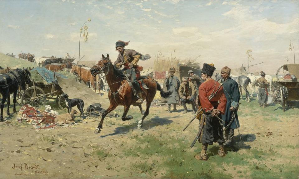 The Zaporozhian Cossacks. From a private collection. Artist Brandt, Jozef (1841-1915). (Fine Art Images/Heritage Images/Getty Images)