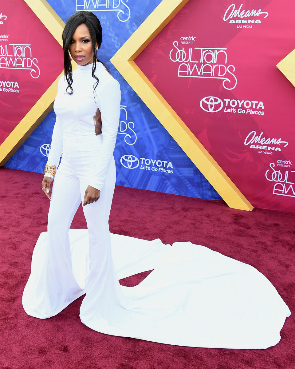 <p>As Elise Neal proved on the Soul Train Awards red carpet, there is a very good reason why jumpsuits do not come with extra long trains attached to each leg. May her many <a rel="nofollow noopener" href="https://www.instagram.com/p/BMhGEg3Atm-/?tagged=eliseneal" target="_blank" data-ylk="slk:twisted ankle close calls;elm:context_link;itc:0;sec:content-canvas" class="link ">twisted ankle close calls</a> serve as a warning to us all.</p>