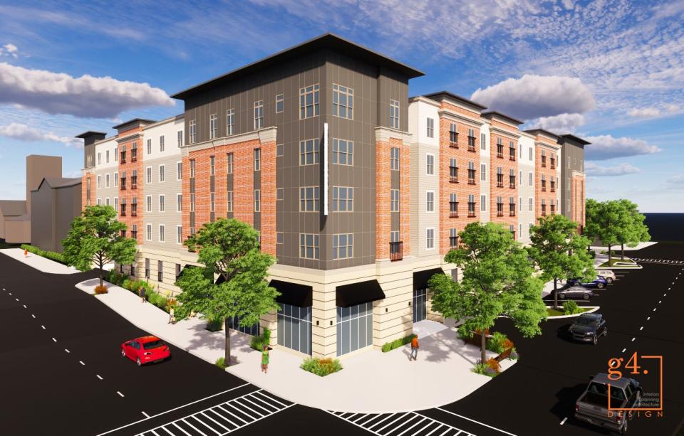 A rendering shows The Lofts at Cathedral, a new multifamily worforce housing project, at 325 E. Duval St. in downtown Jacksonville.