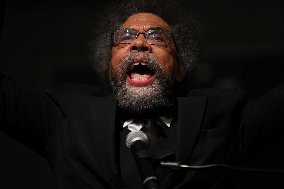 Cornel West delivers a keynote speech at a commemoration for Malcolm X in New York City, on Feb. 21, 2022. ( Tayfun Coskun / Anadolu Agency via Getty Images file)