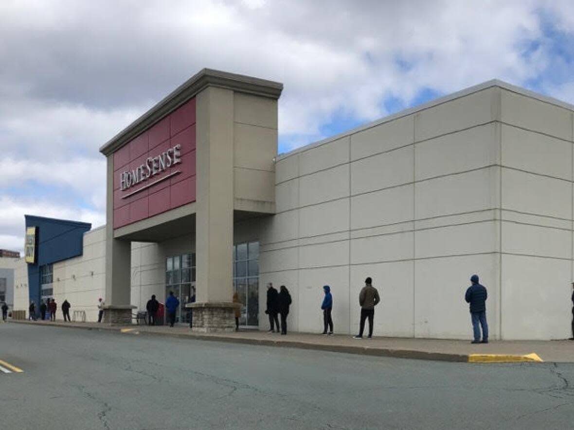 The line to get into the Best Buy store in Bayers Lake on Saturday, April 11, 2020. Halifax's new tax system would see rates increase for properties in parks including Bayers Lake. (Jeorge Sadi/CBC - image credit)