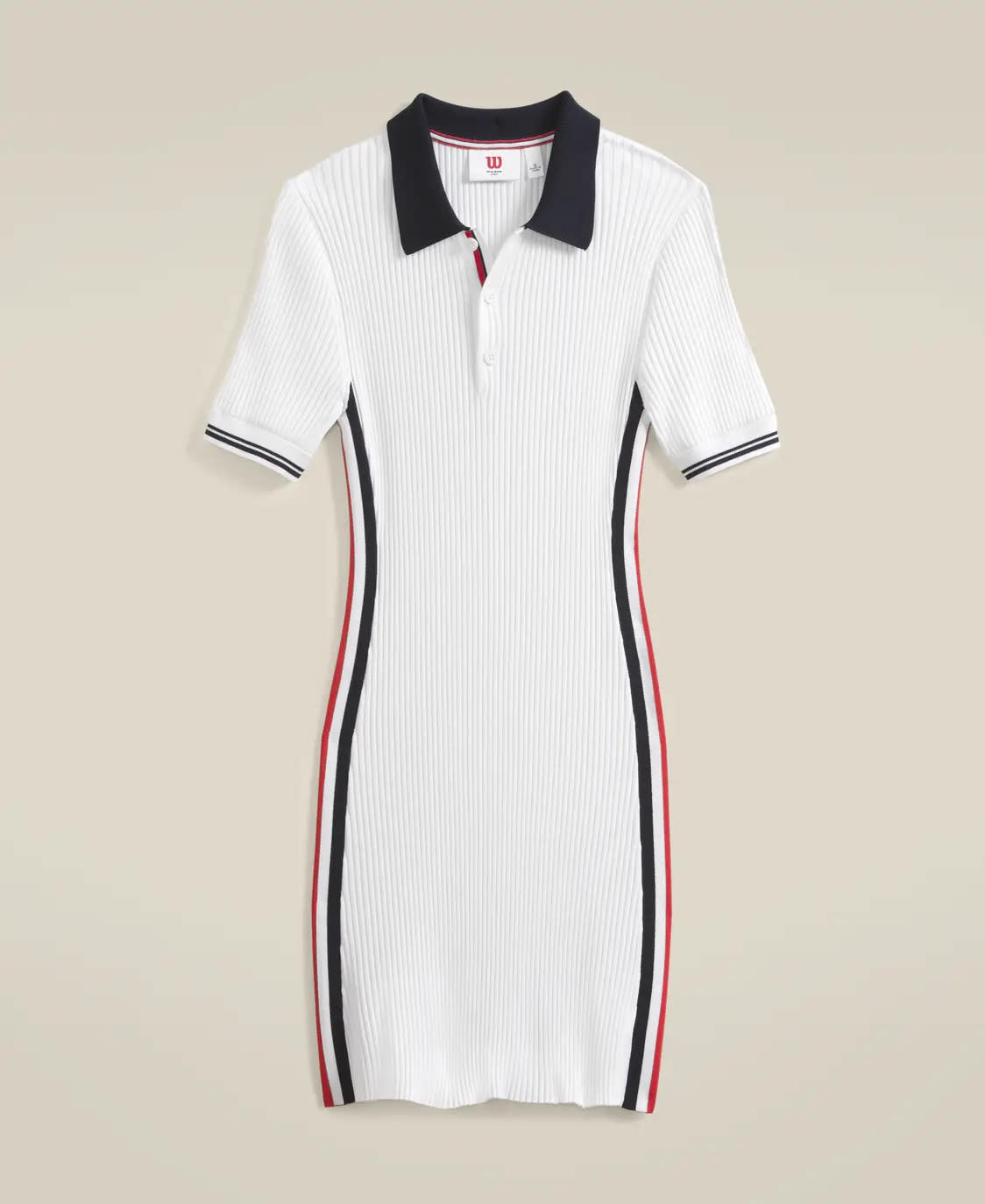 A retro/contemporary hybrid, this dress is made with lightweight fabric and all the stretch you'd need to give your best forehand. (Photo: Wilson)