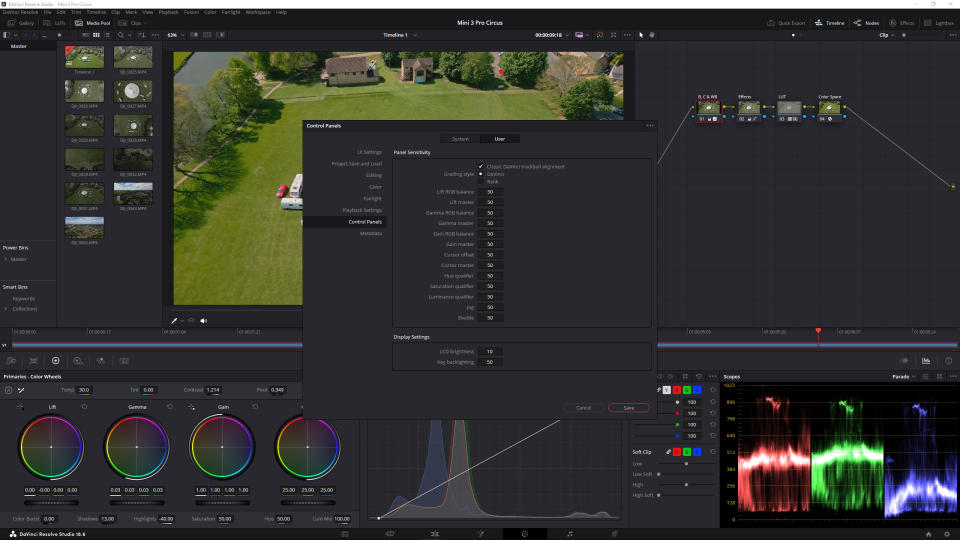 Screenshot of the app for the Blackmagic Design DaVinci Resolve Micro Color Panel