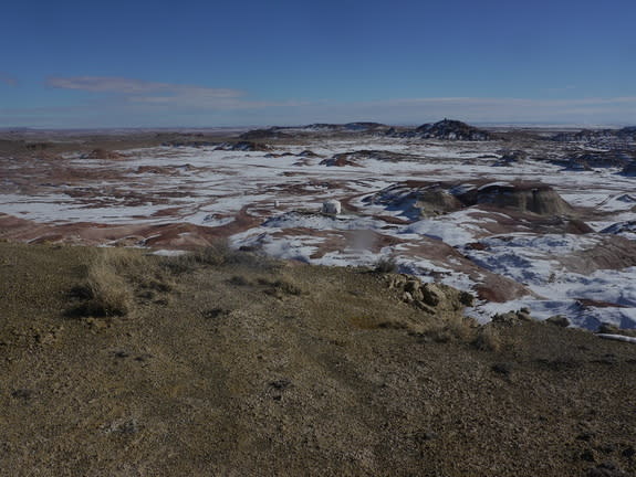 The "habitat" of the Mars Desert Research Station appears to blend into the landscape of its location in rural Utah.