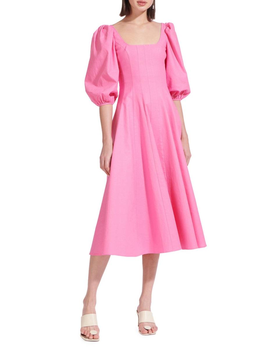 Swells Puff-Sleeve Midi Dress