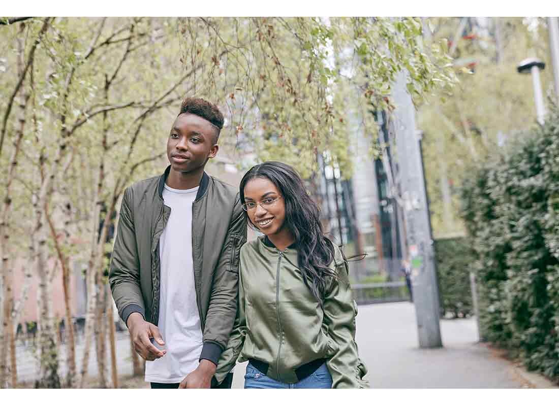 teen couple walking together