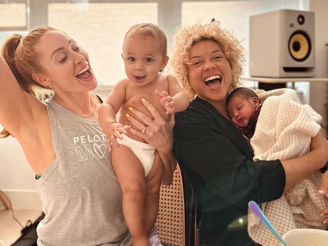 <p>Jess King Instagram</p> Jess King and Sophia Urista laugh with their two children