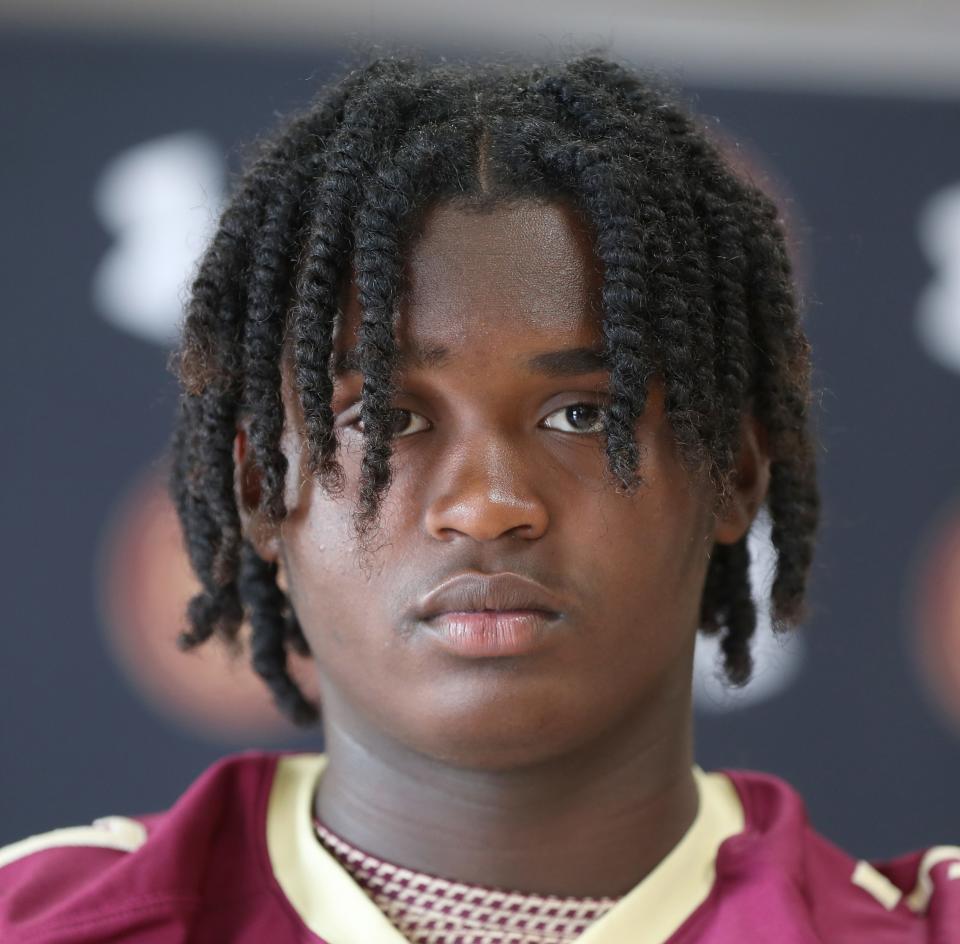 Iona Prep football player Ajani Sheppard announced his college commitment to Old Dominion at the school June 27, 2022.