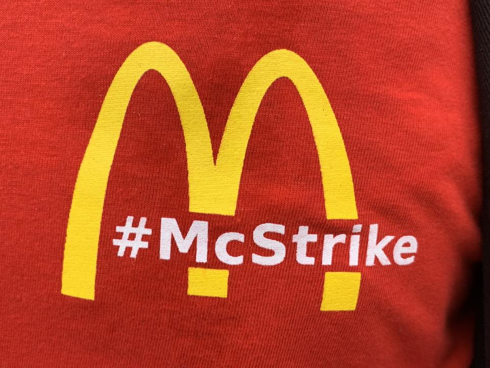 A group of McDonalds workers went on strike. Photo: Yahoo Finance UK / Tom Belger