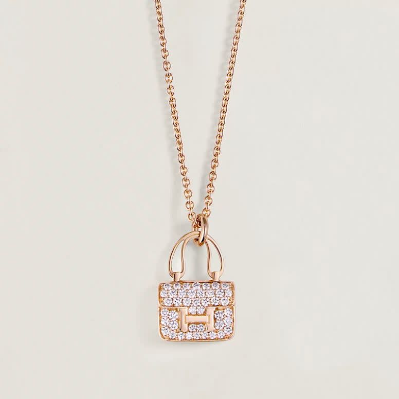 Hermes necklace with a miniature pendant of the 'Constance' handbag