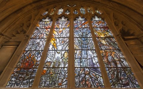 Stained glass Malvern Priory - Credit: Getty