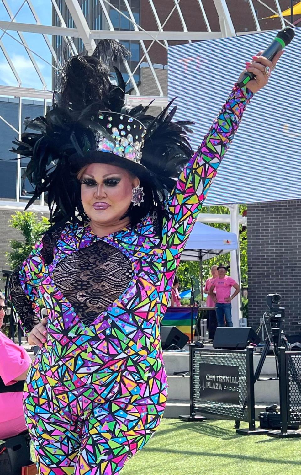 A drag performer entertains the crowd at last summer's inaugural Stark Pride Festival in downtown Canton.