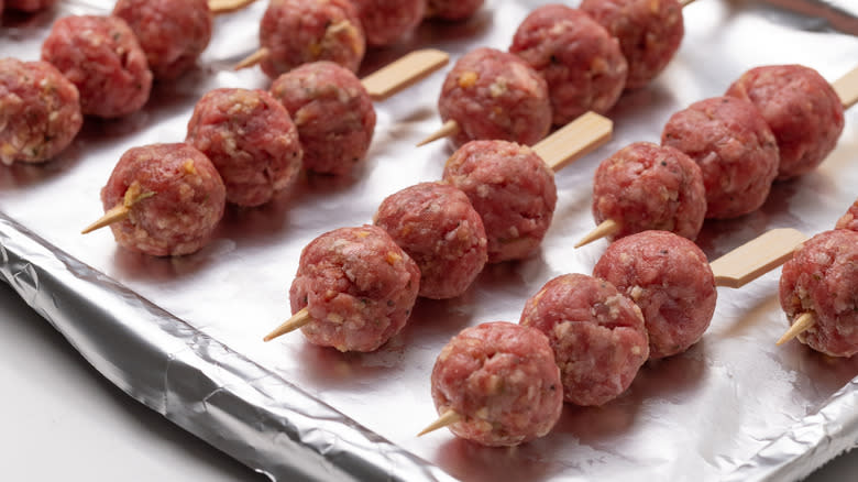 mini meatballs on skewers