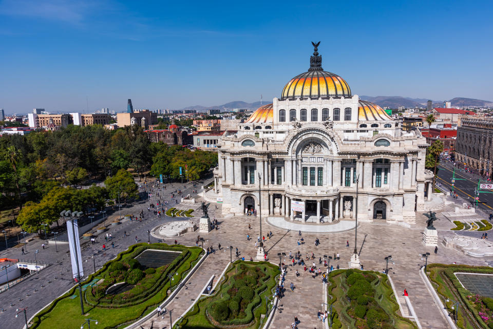 December, 7th, 2022. Mexico City. View of Palacio de Bellas Artes in Mexico City. The Palace of Fine Arts is a cultural venue located in the Historic Center of Mexico City, considered the most important in the manifestation of the arts in Mexico and one of the most renowned opera houses in the world.