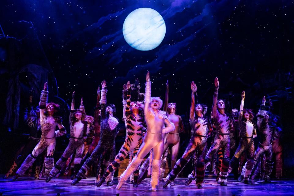 The company of the 2021-2022 national tour of "Cats" performs.