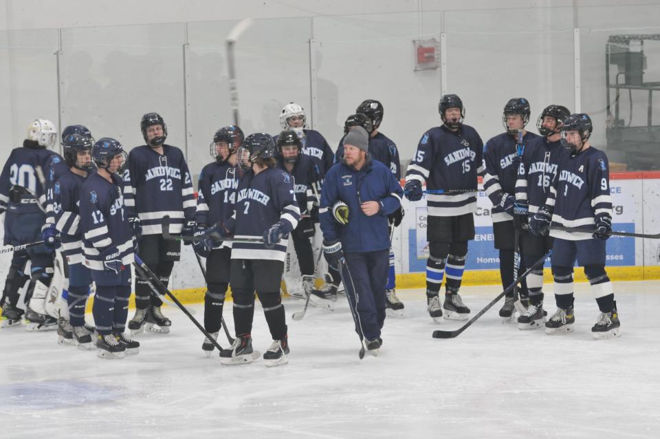 Sandwich boys ice hockey head coach Jordan Mohre and the Blue Knights enter the 2022-23 season as Div. 4 champs.