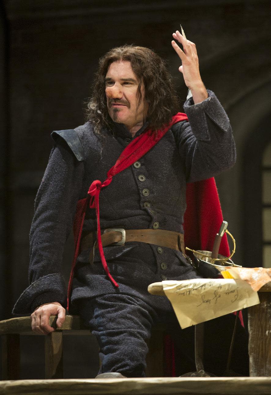 This theater image released by Boneau-Bryan/Brown shows Douglas Hodge portraying the title role in "Cyrano de Bergerac," playing at the American Airlines Theatre in New York. (AP Photo/Boneau-Bryan/Brown, Joan Marcus)