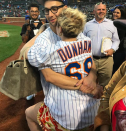 <p>She’s his biggest fan! The <em>Girls</em> star was on the sidelines to watch her boo, musician Jack Antonoff, throw out the first pitch at Citi Field Thursday, when the New York Mets took on the Cincinatti Reds. “Good pitch, noodle,” she captioned this photo of herself wrapping her arms around her man. (Photo: <a rel="nofollow noopener" href="https://www.instagram.com/p/BYwvvmOFFWB/?taken-by=lenadunham" target="_blank" data-ylk="slk:Lena Dunham via Instagram;elm:context_link;itc:0;sec:content-canvas" class="link ">Lena Dunham via Instagram</a>)<br><br></p>