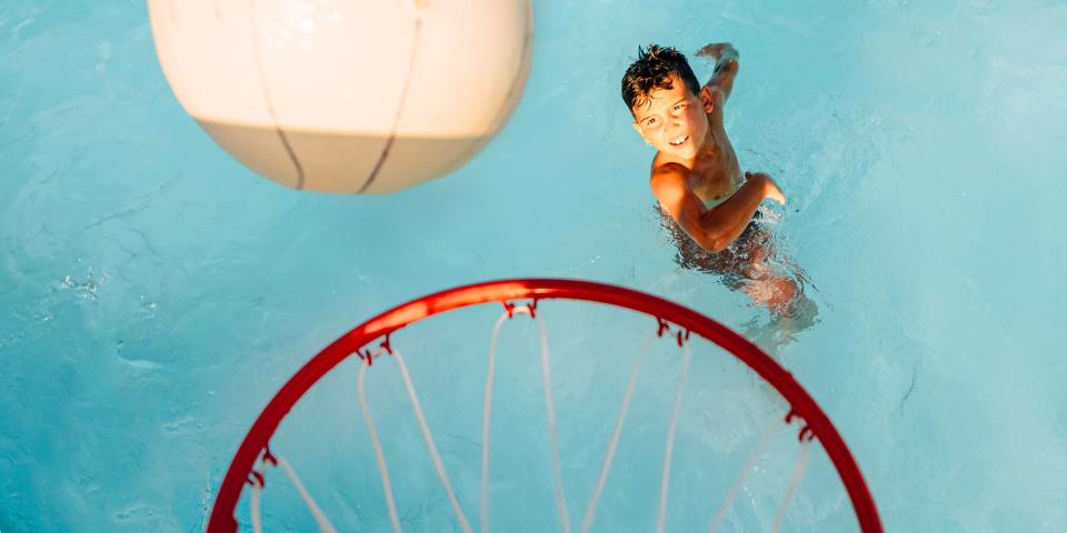Score a Three-Pointer From the Diving Board With These Poolside B-Ball Hoops