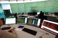 View of dispatching room at Snam with the wall video that monitors gas flows across the national network in in San Donato Milanese, Italy