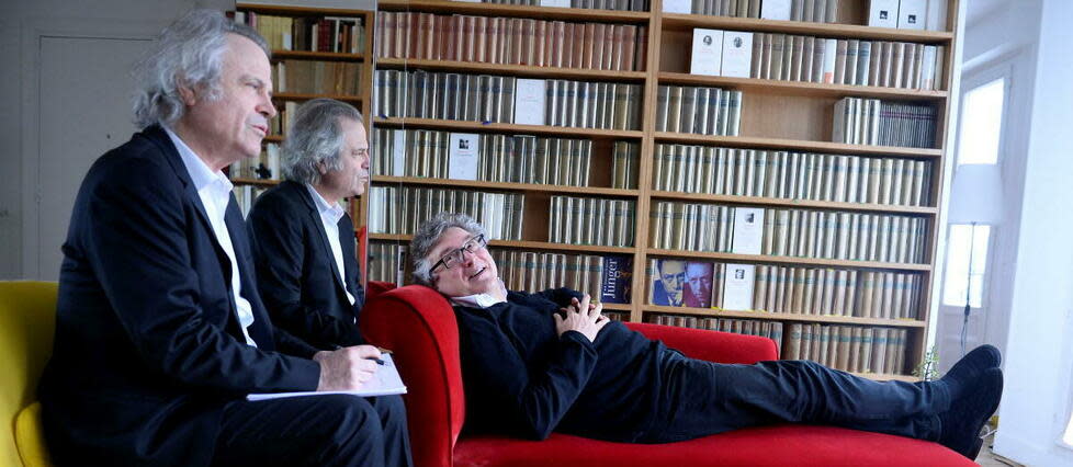 Michel Onfray et Franz-Olivier Giesbert.  - Credit:ELODIE GREGOIRE POUR « LE POINT»