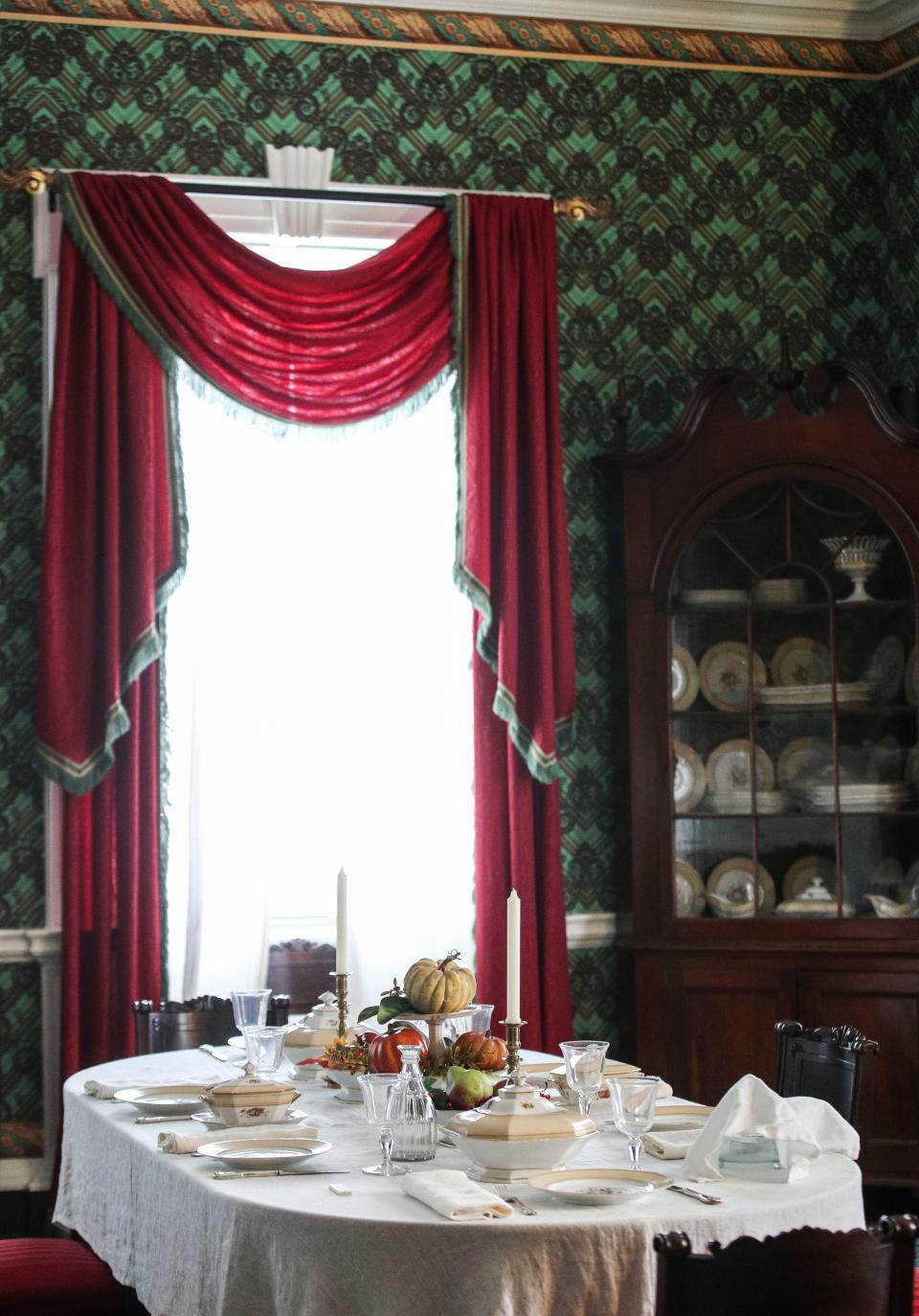 The formal dining room in Liberty Hall.