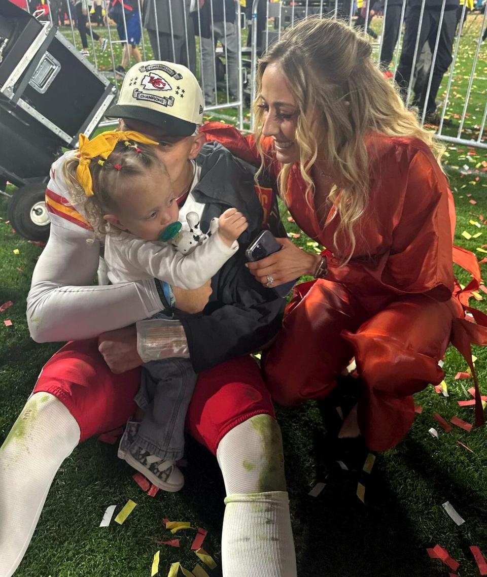 Brittany and Patrick Mahomes Share Hugs and Kisses with Daughter Sterling after Super Bowl Win