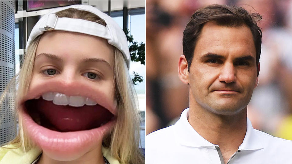 Genie Bouchard trolled Roger Federer after his Wimbledon loss. (Images: Instagram/Getty Images)