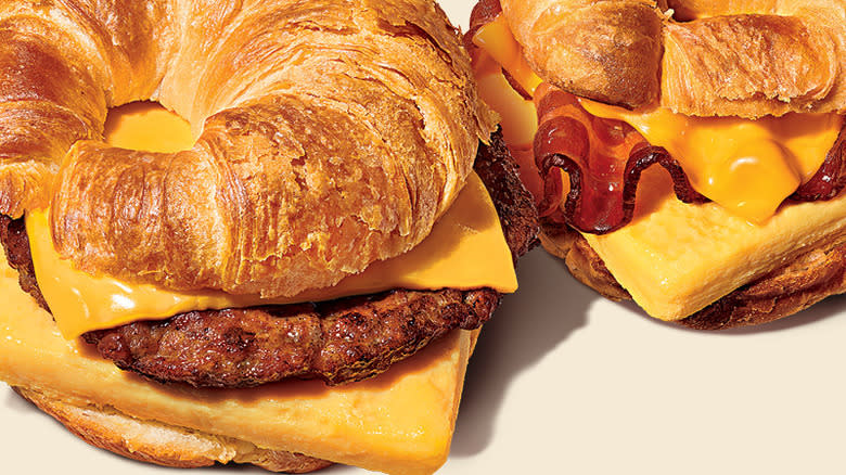 two Burger King Croissan'wiches