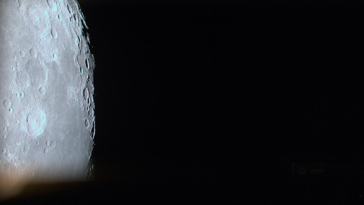  an image of the moon contrasted against the blackness of space 