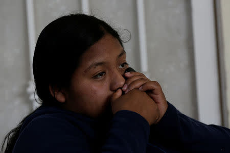 Mexican deportee Silvia talks to her parents in Oaxaca at Our Lady of Guadalupe migrant shelter in Reynosa, Mexico March 14, 2017. Picture taken March 14, 2017. REUTERS/Daniel Becerril