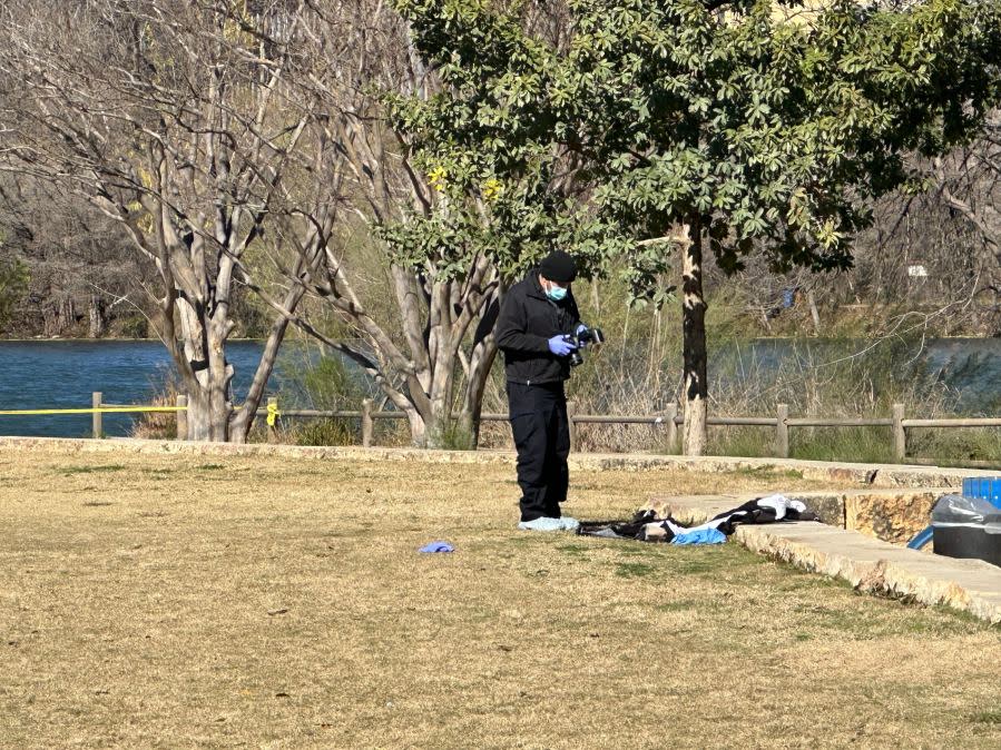 Paramedics rushed one person to the hospital Tuesday morning after a reported stabbing near Auditorium Shores. (KXAN Photo/Sarah Al-Shaikh)