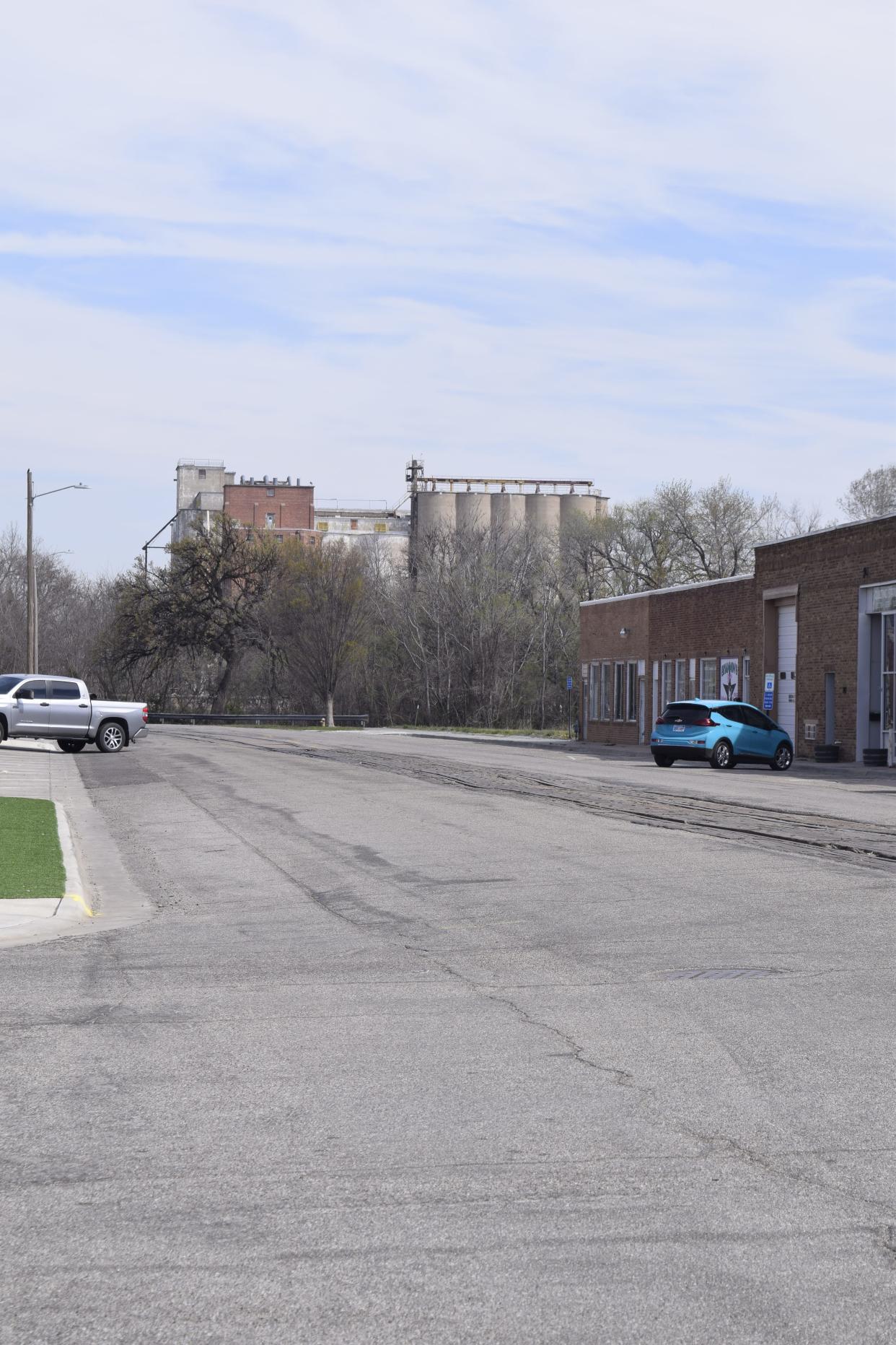 Looking north at Fourth Street from Walnut Street, there is a section of railroad crossing made mostly of wooden ties. The city of Salina will join Union Pacific Railroad in a cost-share agreement to replace this wooden crossing with concrete.