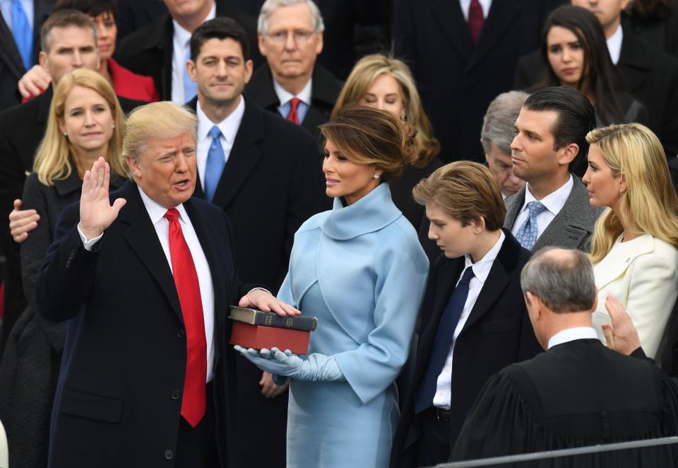 US President-elect Donald Trump is sworn in as President on January 20, 2017 at the US Capitol in Washington, DC. (Photo: MARK RALSTON/AFP/Getty Images)