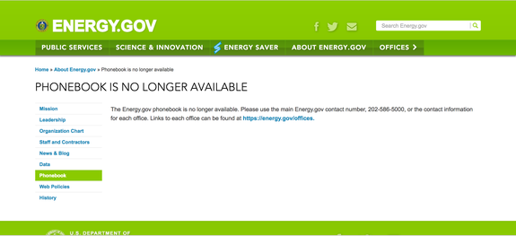 Department of Energy public-facing phonebook.