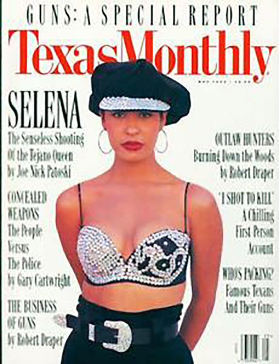 In March of 1995, Tejano superstar Selena Quintanilla-P&eacute;rez was shot and killed in Corpus Christi, Tx. A month later, Texas Monthly released their May 1995 issue with a striking image of&nbsp;Quintanilla-P&eacute;rez on the cover, tying her death to the issue of gun violence in Texas.&nbsp;