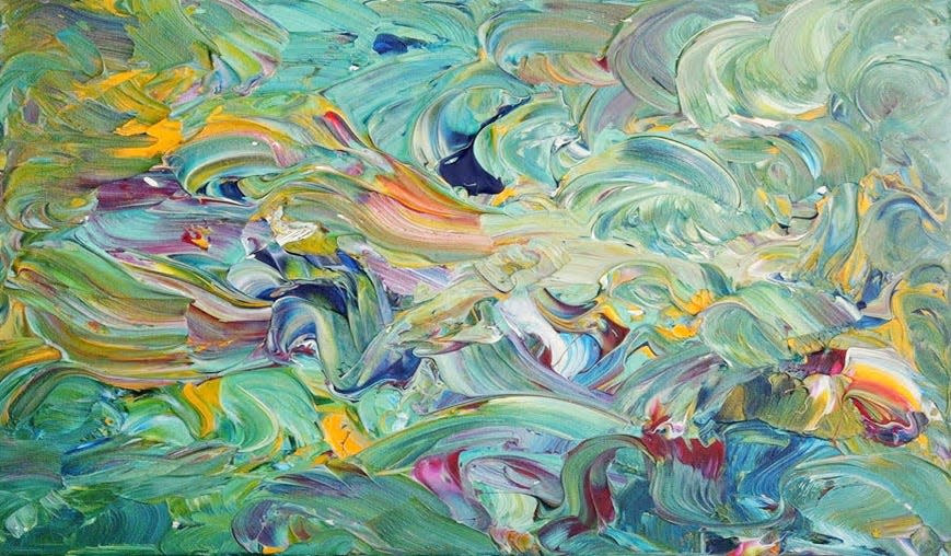 Abstract paintings by Joel Washington will be on display at By Hand Gallery during the Gallery Walk on March 1, 2024.