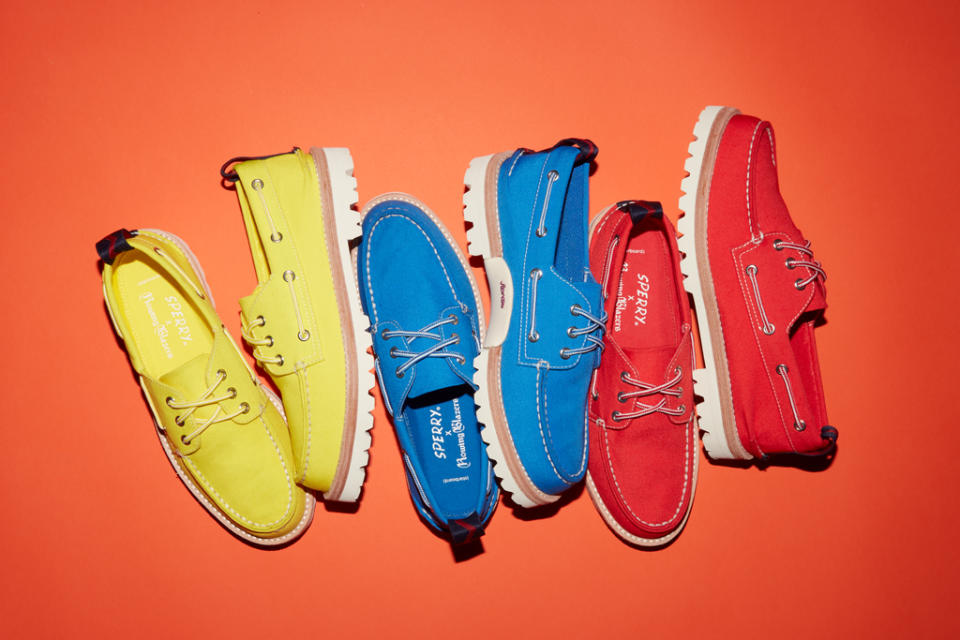 Sperry x Rowing Blazers Authentic Original boat shoes come in yellow, blue and red. - Credit: Courtesy of Sperry