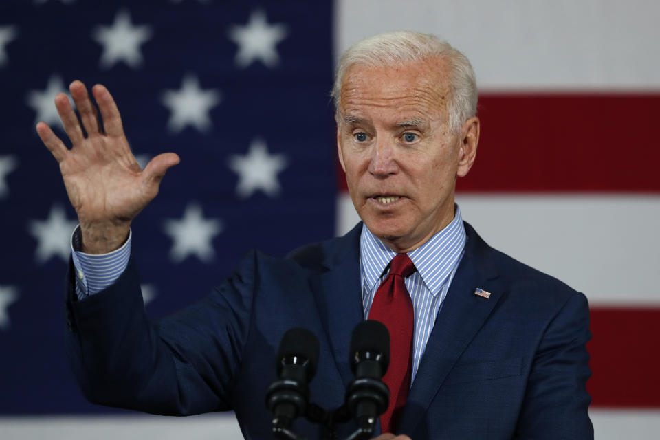 Democratic presidential candidate former Vice President Joe Biden speaks during a community event, Wednesday, Oct. 16, 2019, in Davenport, Iowa. (AP Photo/Charlie Neibergall)