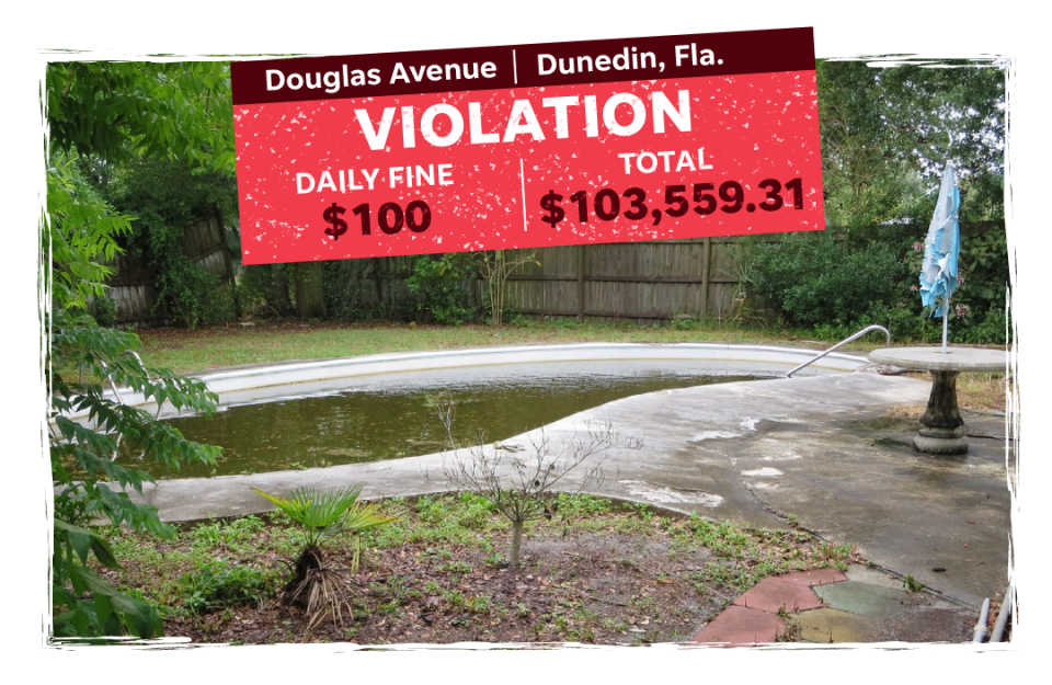 Douglas Avenue in Dunedin, Fla., which has been fined $103,559.31 by the city for violations.