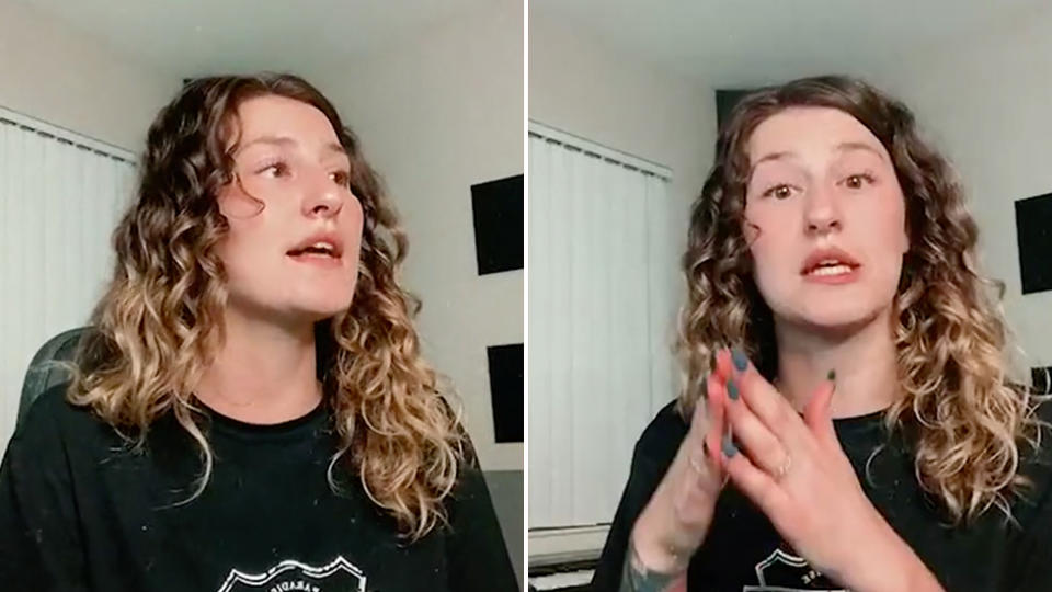 Pictured is Sharon Spellman on Instagram live, following the ordeal, giving more context about Robin and why she believes her actions were racially motivated.