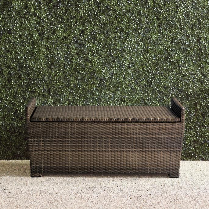 13) Tapered Wicker Storage Bench