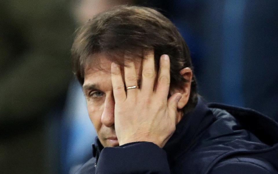 Antonio Conte looking dejected with Spurs - Tottenham settle for second best – Antonio Conte could not change that mentality - Reuters/RUSSELL CHEYNE