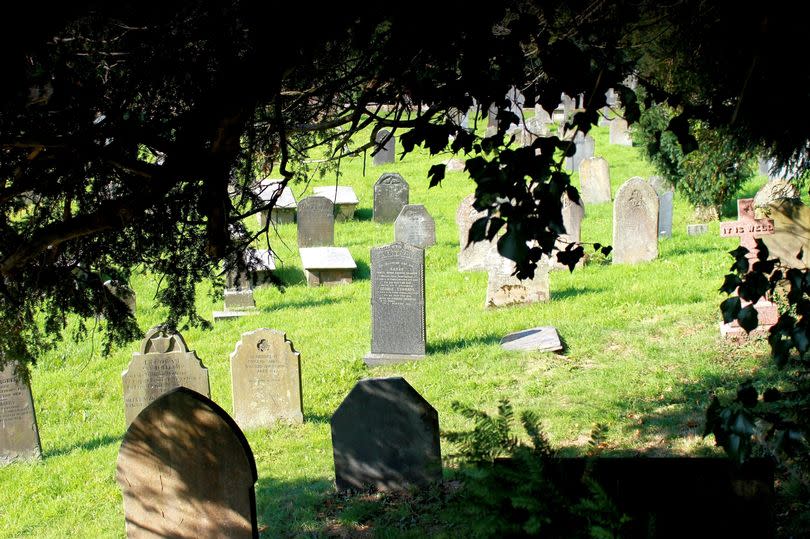 Some of the graves that surround St Tysilio church