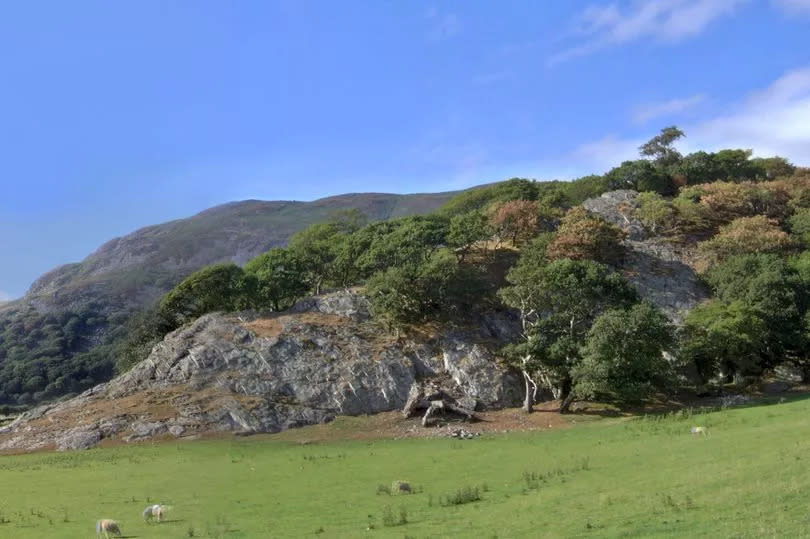 The rocky outcrop on which the castle was built, giving spectacular views across the valley