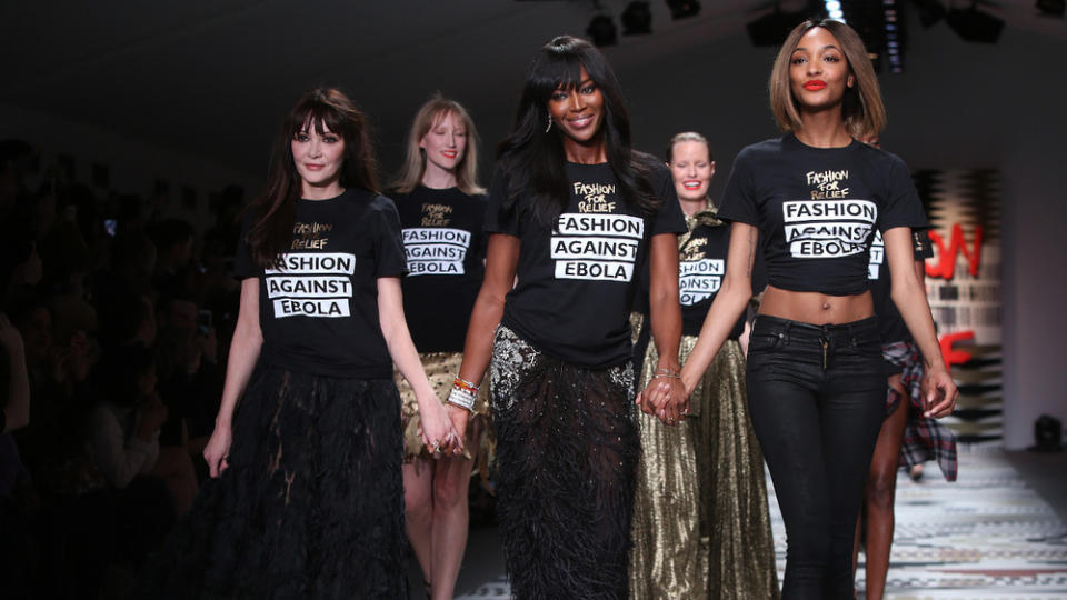 Im Kampf gegen die Ebola-Epidemie setzte sich Naomi Campbell mit ihrer Modelinie "Fashion Against Relief" für die betroffenen Menschen ein