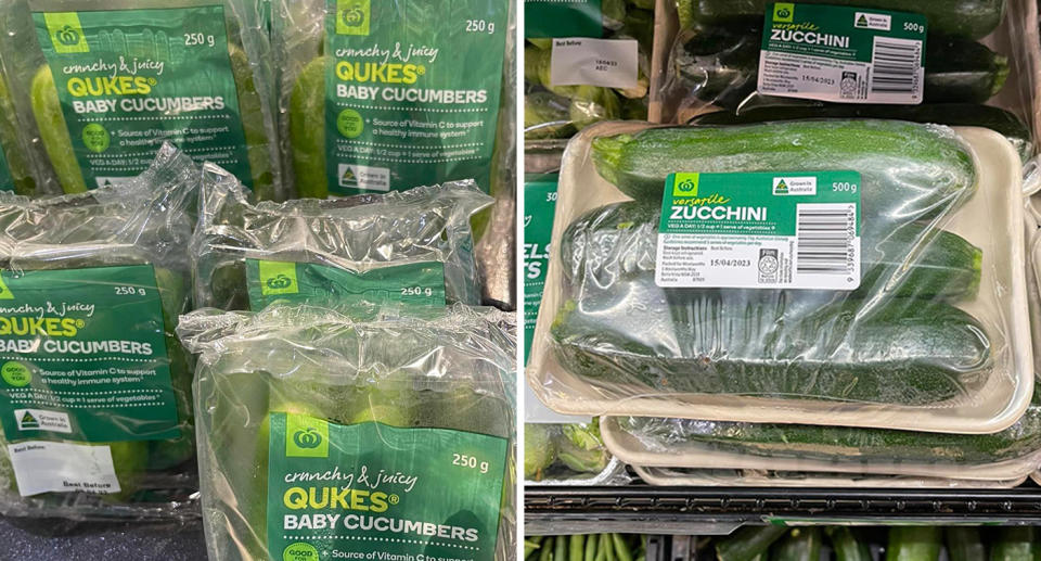 Woolworths vegetables packaged in plastic